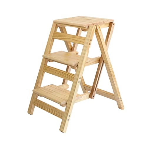 Taburetes de cocina de madera noble con estructura de escalera 2