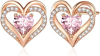 CDE Women Earrings 925 Sterling Silver Heart Stud Jewellery for Women Christmas Anniversary Birthday Jewelry Gifts for Her Women