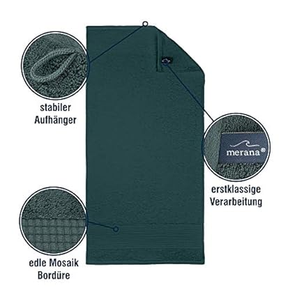 Merana Rome Handtuch Set | saugstark, weich und fusselfrei | Frottier Luxus Qualität | 100% Baumwolle | Oeko-TEX | 590 GSM (Jungle Green, 6er Sparset | 4 Handtuch, 2 Duschtuch) – Bild 3