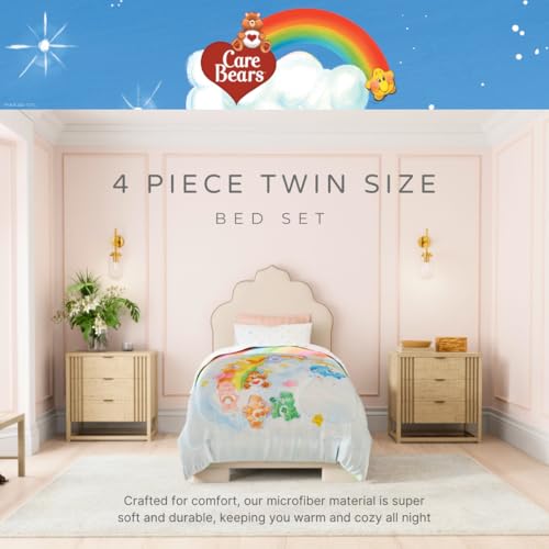 Image of Care Bears Classic Super Soft Cozy Reversible Microfiber Comforter and Sheet Set, 4 Piece Twin Size, (Official Licensed Product) By Franco Collectibles