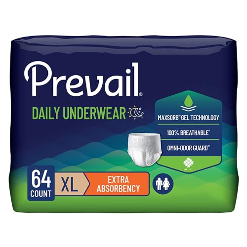 Prevail Daily Protective Underwear - Unisex Adult Incontinence Underwear - Disposable Adult Diaper for Men & Women - Maximum Absorbency - X-Large - 56 Count (4 packs of 14)