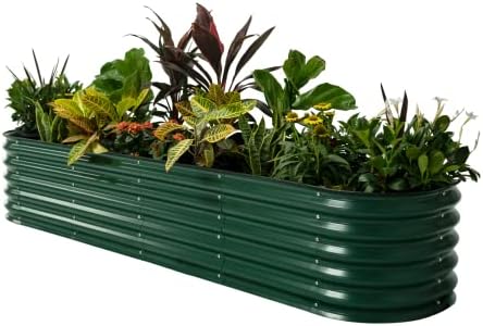 Vego garden Raised Garden Bed Kits, 17" Tall 9 in 1 8ft X 2ft Metal Raised Planter Bed for Vegetables Flowers Ground Planter Box-British Green