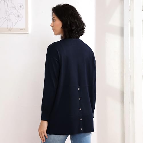 Women's Open Front Cardigan with Pockets Long Sleeve Solid Color Lightweight Knit Sweater4