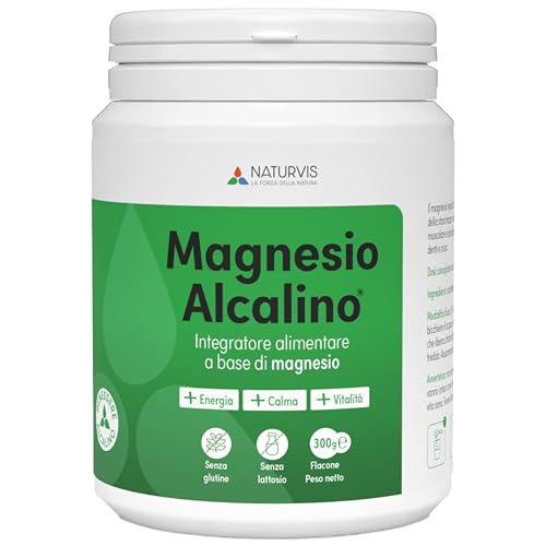 NATURVIS MAGNESIO ALCALINO, Integratore Magnesio Citrato, in Polvere 300g, Made in Italy, 100% Naturale; riduce la stanchezza, migliora sonno e concentrazione, supporta il sistema nervoso e muscolare