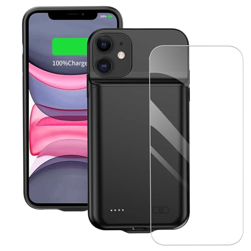 FLSTOR 7000mAh Battery Charging Case for iPhone 11 6.1 inch Includes Screen Protector Black
