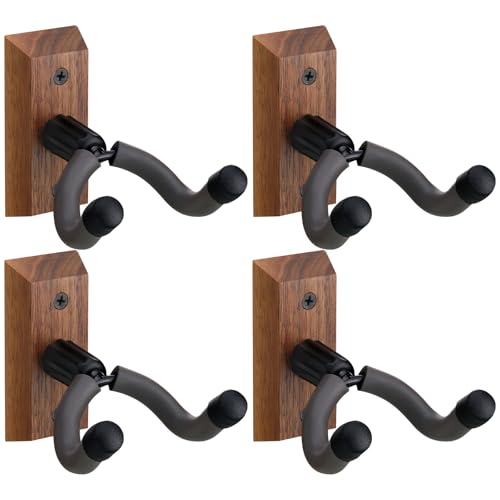 Tatuo 4 Pcs Crossbow Hanger for Wall Vertical Gun Rack Wall Mount Hardwood Gun Holder Compound Bow Hanger Holder Displays Rack Shotgun Hooks Rifle Storage Securely Holds Airsoft Firearm (Walnut)