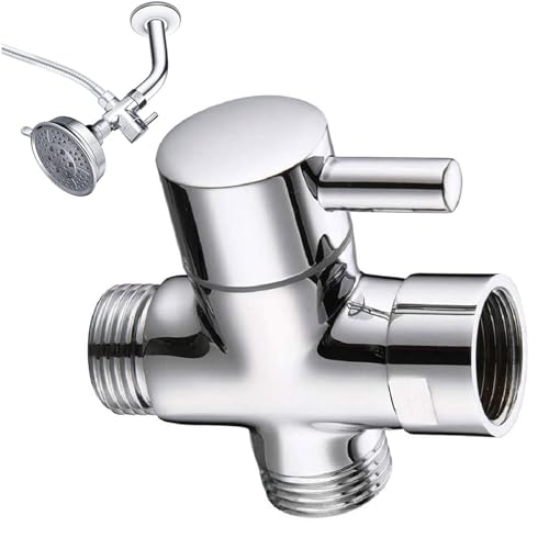 HARY Shower Diverter Valve, Side Outlet G1/2 (20mm), Lower Inlet G3/4 & Upper Outlet G3/4（25mm） BSP T-Type Adapter, 3-Pass Faucet Diverter, Shower Head Universal Diverter (Note The Sizes)