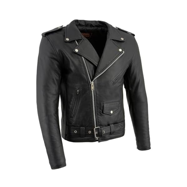 Milwaukee Leather LKM1781 Men's The Legend Classic Black Premium Leather Motorcycle Jacket w/Quilted Liner