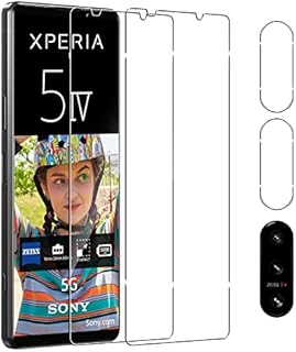 Pkila Compatible with Sony Xperia 5 IV Screen Protector, 2 Pack Tempered Glass Protective Film 2 Pack Camera Lens Protector Anti-fingerprint Bubble-Free 9H Hardness Screen Protector