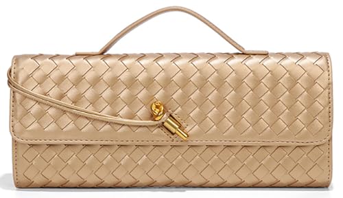 Image of Upbull Trendy Woven Evening Clutch Purses Women Underarm Shoulder Handbag Cute Satchels Crossbody Purse PU Leather Wallet