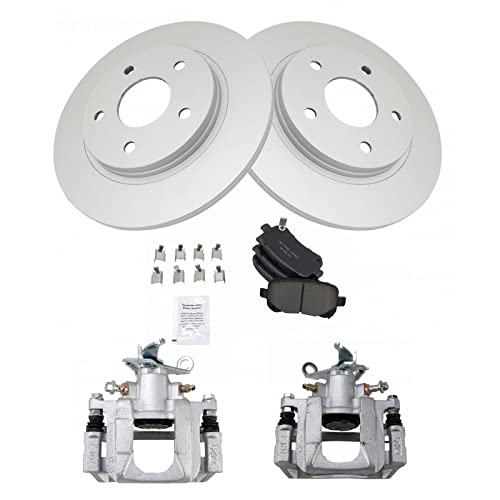 Image of TRQ Rear Brake Pad and Rotor Set Ceramic G Coated Rotors Calipers