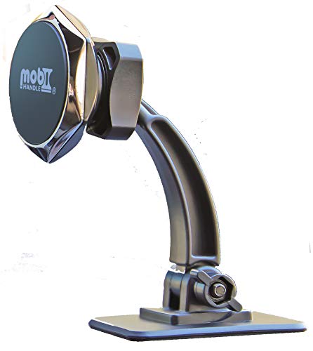 Magnetic Phone Car Holder Mount - Any Angle Compact Dashboard Cradle - Most Powerful Magnets, Hot/Cold/Flat/Curved Surfaces - by MOBI HANDLE
