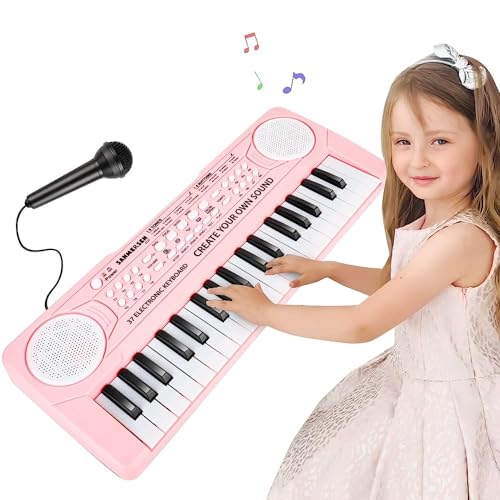 Orvyna Pianola Bambini 37 Tastiera Musicale con Microfono, Pianola per