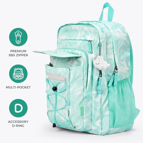Choco Mocha Teal Backpack for Girls, Travel School Backpack for Teen Girls Large Bookbag for Middle Elementary School 18 Inch4