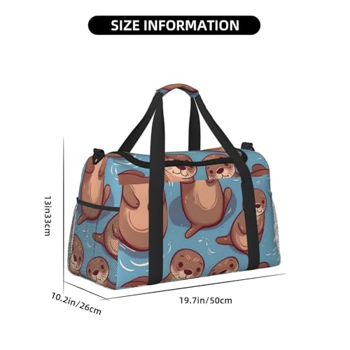 Animal Cute Brown Otters Travel Duffel Bag Lightweight Waterproof Carry On Tote Bag Foldable Weekender Overnight Bags Sport Gym Bag For Women Men4