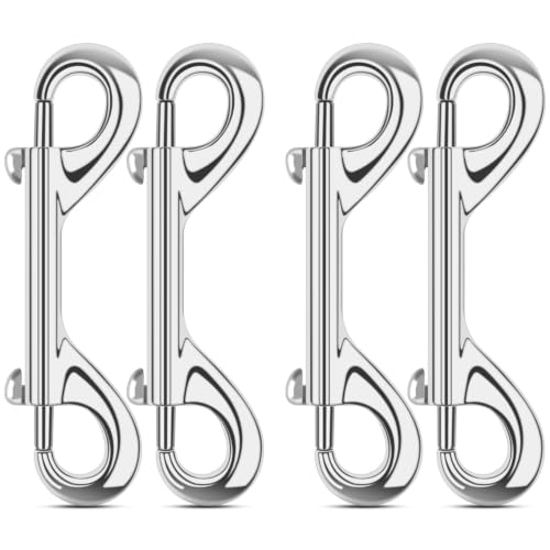 ERKOON 3.5 inch Double Ended snap Hooks 110lbs Metal Clips Load Capacity Zinc Alloy Double Sided Clips Heavy Duty Trigger Snap for Dogs Leashes/Water Bucket/Horse Feed/Hammocks Bolt snap (4)