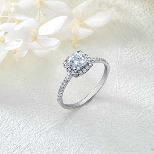 10K White Gold 1.23 Carat (ctw) Cushion Cut Halo Moissanite Engagement Ring for Women Moissanite Halo Engagement Rings Wedding Anniversary Ring3