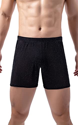 Mens See Through Sexy Underwear Glitter Mesh Lounge Shorts4