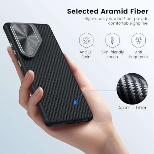 Image of Nillkin for Samsung Galaxy S25 Ultra Magnetic Case with Camera Cover, CamShield Carbon Fiber[ Compatible with Magsafe /Military Grade Drop Tested ]- 6.9'' Black
