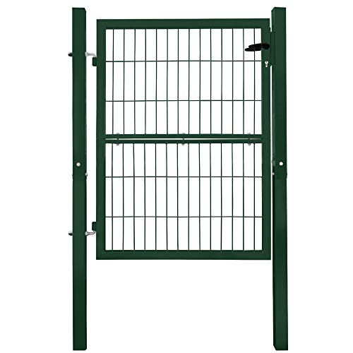 V2Aox Gartentor Tor für Gartenzaun Zaun 120 cm hoch Gartentür aus Metall für Stabmattenzaun Abschließbar inkl. Pfosten Grün