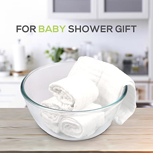 Joysiya 100% Cotton Muslin Burp Cloths for Baby 10 Pack of Large 20" x 10" Soft and Absorbent Washcloths for Boys and Girls White4