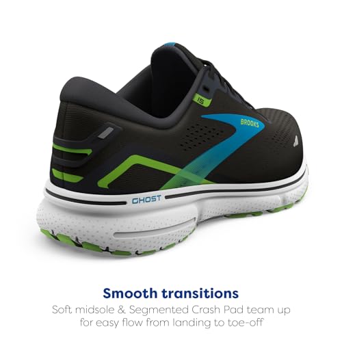 Brooks Brooks Men's Ghost 15 Neutral Running Shoe - Black/Hawaiian Ocean/Green - 7.5 Medium