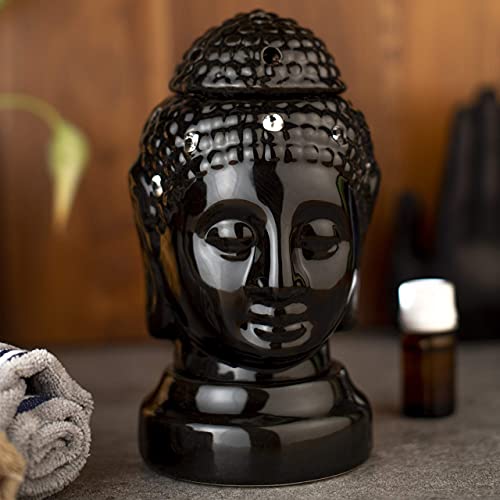 Image of HS HINDUSTANI SAUDAGAR Noir Bodhi Ceramic Aroma diffusers Electric Oil Camphor Burner for Home Essentials Oils Kapoor dani for Office Meditation Bedroom Ideal for Aromatherapy decor and Gift