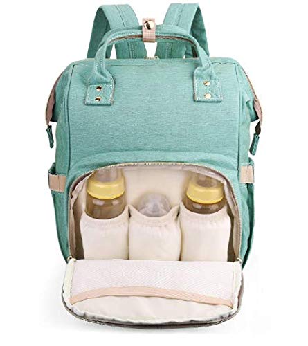 TradeVast Diaper Bag Backpack Waterproof Large Capacity Insulation Travel Back Pack Nappy Bags Organizer, Multi-Function, Fashion and Durable (Green)