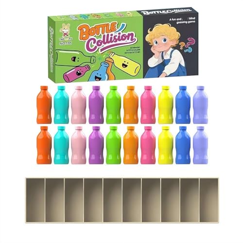 Flaschenfarben-Zuordnungsspiel für Kinder und Erwachsene – Flaschendreh-Herausforderung für 2–4 Spieler, Familienbrettspiel zur Verbesserung von Logik und Farberkennung