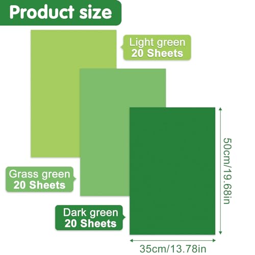Image of NEBURORA Assorted Green Tissue Paper Set 60 Sheets Gift Wrap Paper Tissue Art Paper 3 Colors for Saint Patrick's Day DIY Arts and Crafts Birthday Easter Wedding Holiday Party Decoration