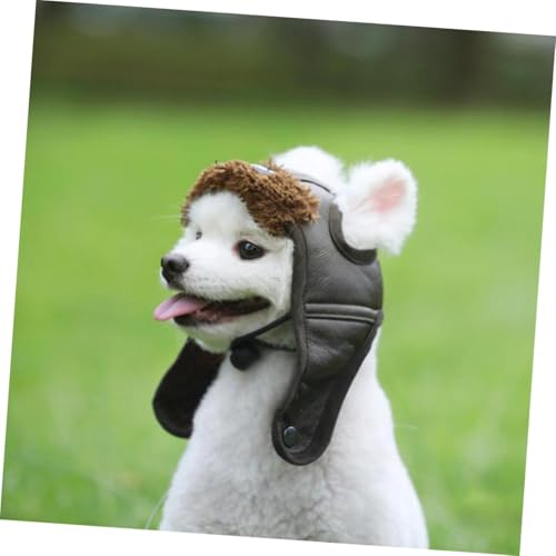 Sombrero Piloto para Perro Talla M Marrón miniatura 4