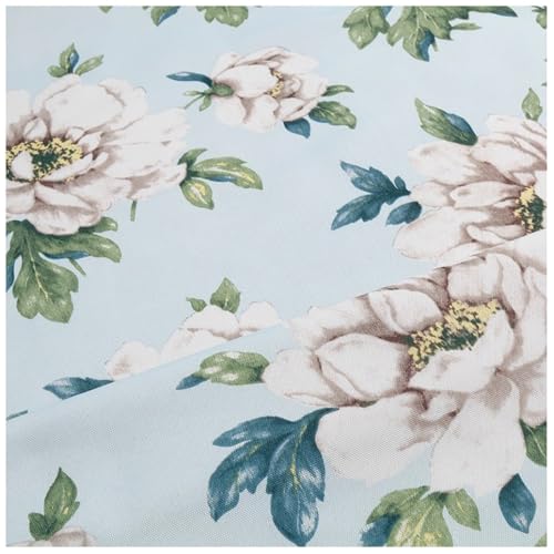 Tissu toile imprimée fleurs rouge au mètre de 145 cm de large pour couture de coussins et canapés