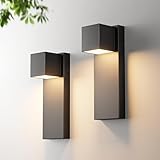 Aoceley 2 Pack 13' Modern Outdoor Led Wall Light,16W 3000K 1200Lumen Porch & Patio Hardwired Wall Mount Wall Sconces,Exterior IP65 Waterproof Aluminum Wall Lamp for Front Door Garage Garden(Black)