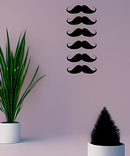 Image of 6 Mustache Pieces Funny Laptop Vinyl Decal Wall Window Mirror Outlet Yeti Bathroom 2 Inch Each Black
