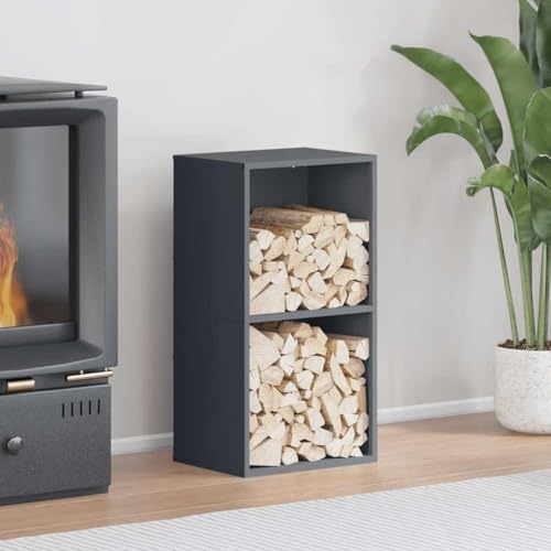 NQJIBUE Artículo - Estante para leña antracita, 40 x 30 x 75 cm, acero laminado en frío, accesorios para chimenea y estufa de leña, estantes y soportes para leña