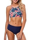 CharmLeaks Women Bikini Sets Crop Bathing Suits Halter Swimwear Two Piece Leaf S