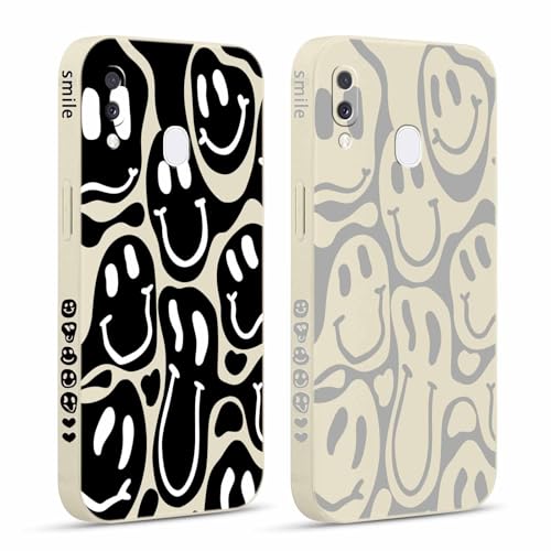 Pnakqil 2 Piezas Funda para Samsung Galaxy A20e 5,8', Funny Cute Sonrisa Face Grimace Cara Sonriente Fundas Estética TPU Ultrafina Proteger Caso con Cámara Suave Carcasa Silicona Protección Cover