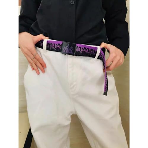 Muloo Tactically Belt Flame Pattern Wide Belt Nylon Wear Resistant Belt Teens Male Waist Belt for Coat Jeans Wear Resistant3