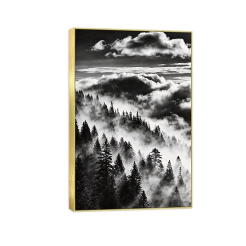 Tableau Décoration Murale Arbre Nuages pour Créer un Salon Zen et Moderne