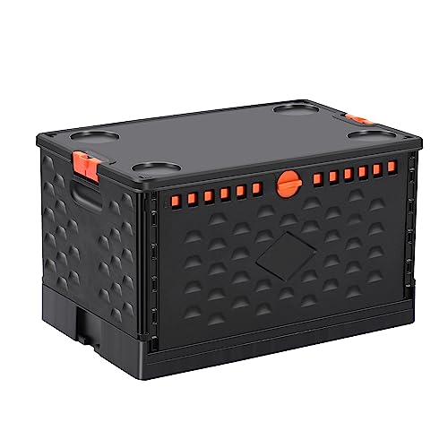 Collapsible Storage Bin with Lid Heavy Duty 16 Gallon Stackable Milk Crate
