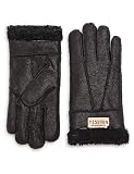 YISEVEN Men's Winter Shearling Sheepskin Leather Gloves Lambskin Thick Fur Warm Wool Lined for Cold Weather Dress Driving Work, Chapped Black Size Medium