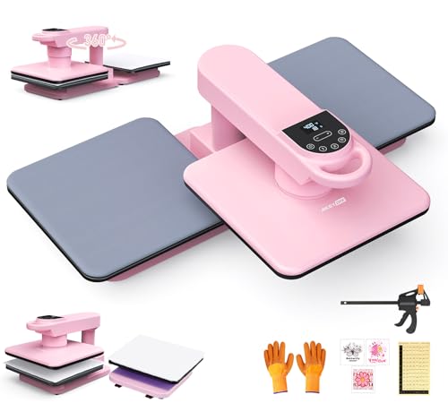 Whubefy Dual Auto Heat Press Machine 15x15, 360° Swing Away Smart...