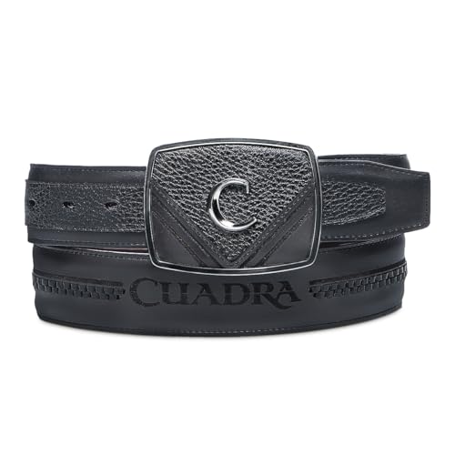 Cuadra Men Leather Belt Deer Bovine Black Buckle