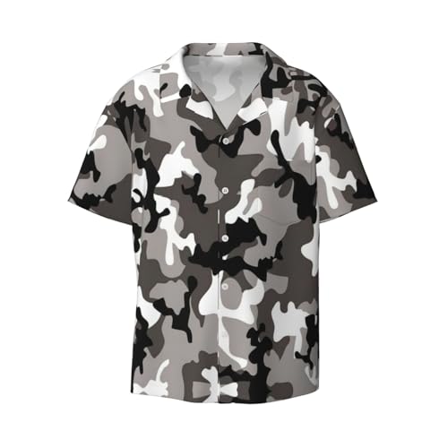 Chemise courte homme camouflage gris blanc avec poche élégante
