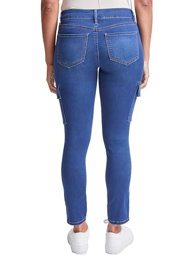 Royalty For Me Womens Women's Hyperdenim Mid Rise Skinny Cargo Jeans3