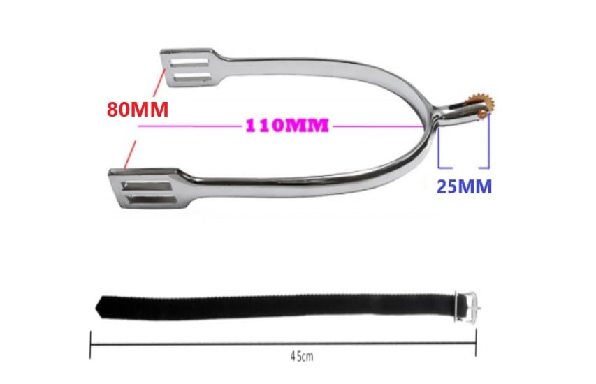 MORECP Horse Spur Western Stainless Steel Gear Spurs, Paired with PP Woven Tape Belt, Equestrian Boots Rider Horsemanship Lovers, Suitable for Western Cowboy and equestrian-MP1229-01