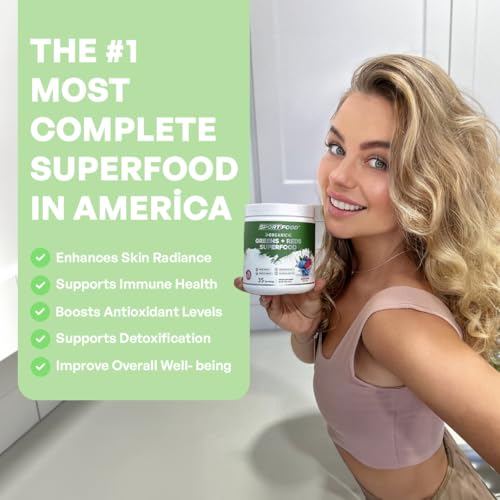 Sport Food Sportfood Organic Greens & Reds Superfood Powder | Mixed Berry Flavor | 25+ Super Fruits & Veggies, Beets, Prebiotics | Energizing, Antioxidant-Rich thumb #2