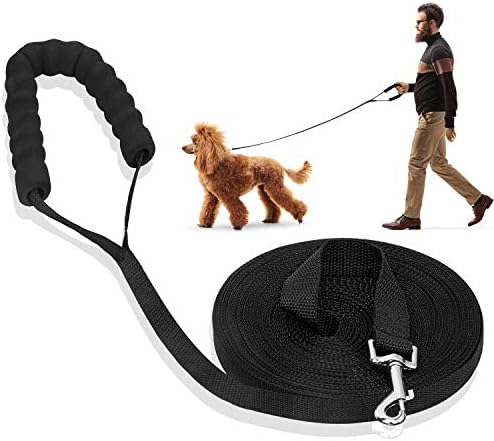 Dog Training Lead Leash, 10m /20m /30m Training Lead for Dogs, Long Leads for Dog Training, Long Nylon Dog Training Leads for Pet Tracking Training Camping Play and Backyard(Black, 30M/98FT)