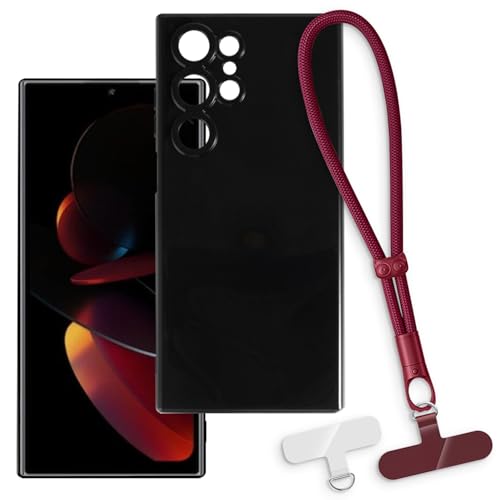 OAGELIM 2-in-1�ی�P�[�X�ƃ��X�g�X�g���b�v Oukitel C61 Pro �Ƃ̌݊������� ���O���\�ȃ��j���[�h�t���d�b�J�o�[�A����~�ߕ����h�~�O���b�v�n���h�� (�u���b�N + ���b�h)