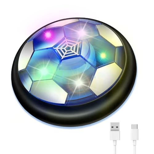 JRD&BS WINL Hover Fußball Kinderspielzeug Wiederaufladbar Soccer Ball Fussball mit LED Spielzeugball Indoor Kinder Soccer Toys Geschenke für Boy 4-8-Jährige Kinder (Schwarz)